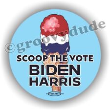 Scoop The Vote - Biden Harris President 2024 - Ice Cream Cone Pin Pinback Button picture