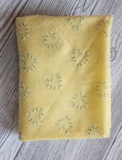 Vintage 60s 70s Flocked Fabric Floral Heart Swiss Dot Yellow 45
