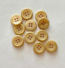 Set of 11 Vintage Deep Yellow Pearl & Gold Rim Plastic Buttons picture