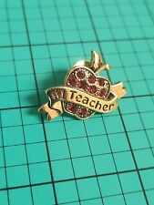 Vintage Avon Apple # 1 Teacher Gold Tone Lapel Pin Hat Lanyard Pin Tie Tack picture
