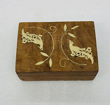 Vintage 1960s Italian Handmade Wooden Trinket Box Double Phoneix Bird Art 3 picture