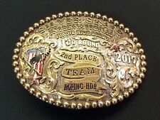 20117 Silver State International Team Roping Junior High 2nd Place Belt Buckle picture