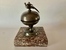 Antique Hotel TAP BELL PHEASANT Bird Top Silver Metal Red Granite Base Victorian picture