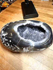 Black Amethyst Crystal Gemstone Natural Fully Polished Geode Specimen 223 picture