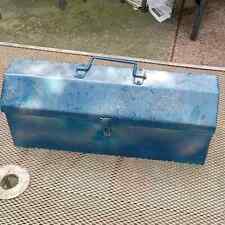 Vintage blue painted Metal Rusty Toolbox Farmhouse Rustic Decor picture