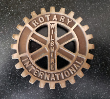 VINTAGE ROTARY INTERNATIONAL WILSHIRE BRASS PAPERWEIGHT ALHAMABRA FOUNDRY LA picture