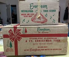 VINTAGE ALUMINUM EVERGLEAM TREE 58 Branches W/rotating Stand In Original Boxes picture