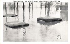 Submerged Auto's Flood on State Road Near Wilkes Barre PA c.1920's Postcard A496 picture