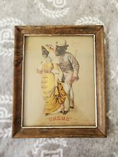 Vintage Creme Oat Meal Toilet Soap Victorian Trade Card in Frame Monkeys Print  picture