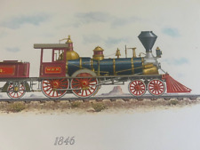 1964 Large Art Print TRAIN 1846 LOCOMOTIVE  4-coupled wheel locomotive Italy F12 picture