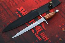 CUSTOM HANDMADE D2 STEEL V-42 DAGGER KNIFE WITH LEATHER SHEATH picture