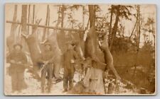 RPPC Hunters Dead Deer Strung Up Rifles Handsome Men Real Photo Postcard R30 picture