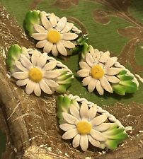 Vintage Italian Tole Metal Sunflower Napkin Rings Set of 4 picture