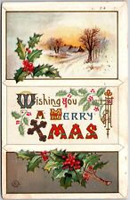 1912 Wishing You A Merry Christmas Greetings and Wishies Card Posted Postcard picture