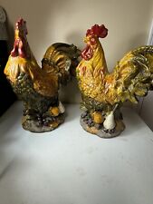 Pair Of Farmhouse Ceramic Roosters French Provincial Decor Kitchen picture