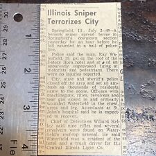 1951 Springfield Illinois Sniper Newspaper Clipping picture
