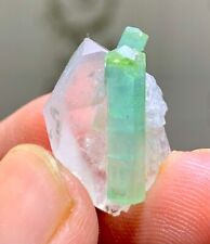 APPEALING PERFECT TWIN SEAFOAM TOURMALINE ON QUARTZ @ AFGHANISTAN picture