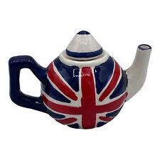 Great Britain Union Jack Mini Teapot Hand Painted Doll Size Child Tea Party Type picture