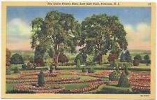 Postcard Linen NJ Paterson New Jersey c1947 The Circle Flower Beds E.S. Park E23 picture