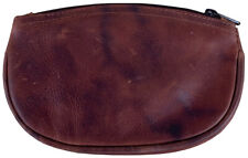Brown Leather Full Size Tobacco Pouch with Zipper Holds 2 oz Pipe Tobacco - 9301 picture