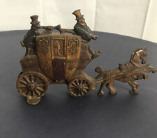 Vintage 1930 Cast Iron Stagecoach Door Stop GR and London Royal Mail 2 Sided picture