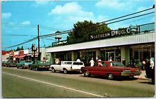 VINTAGE POSTCARD 1970s STREET SCENE DOWNTOWN ROSCOMMON MICHIGAN picture
