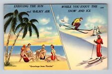 FL-Florida, Scenic Greetings On Beach, Antique Souvenir, Vintage Postcard picture