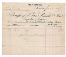 1879 J V Raalte, London cigars & wellington smoking mixture invoice. Lord Beau picture