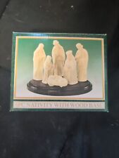 Nativity Scene White Porcelain, Holy Family &  3 kings, Vintage 6 Pce Wood Base picture