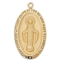 Gold Tone Sterling Silver Miraculous Medal Features 24in Long Chain picture