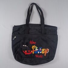 Walt Disney World Embroidered Characters Duffle Tote Gym Bag Nylon Black Vintage picture