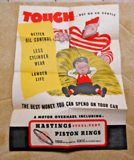 Vintage Hasting Piston Rings Point of Sale Advertising Poster 33 x 23.5 NOS picture