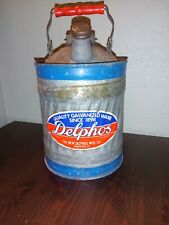 Vintage Delphos 1 Gallon Kerosene Can Galvanized Steel with Nozzle & Handle picture