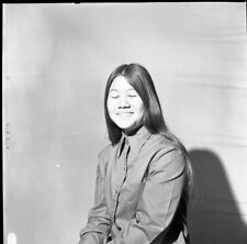 Vintage Negative B&W Med Format 1970's Yearbook Photo Teen Girl Long Hair #252 picture