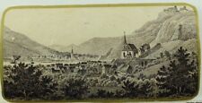 1870's-80's Lovely Rhine Town View Wine Bottle Label Original F101 picture