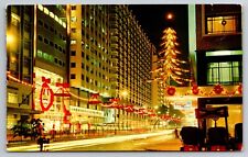 Christmas Night in Hong Kong China Standard Size Chrome Posted in 1966 Postcard picture