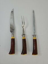 Vtg 3 Piece Carving Set Englishtown Cutlery Sheffield England Antler Stainless picture