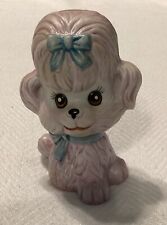 Adorable Vintage Ceramic Poodle Blue Bow MCM Cottage Shabby Granny  picture