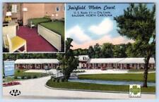 1954 RALEIGH NC FAIRFIELD MOTOR COURT MOTEL BEDROOM INTERIOR 2 VIEWS POSTCARD picture