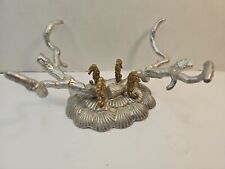 1993 Arthur Court Aluminum Brass Seahorse Stand Seashell Bowl Holder Signed picture