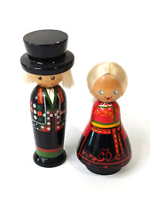 Norwegian Wooden Peg Doll Figurine Couple made in Norway picture