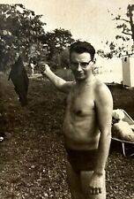 1960s Shirtless Guy Very Handsome Man Bulge Trunks Gay Int Vintage Photo picture