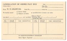 W. T. Grant Co. c1950's Cancellation of Order form postcard picture