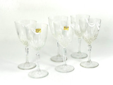 Vintage 6pc Lot Matching Luminarc USA Crystal Wine Glasses Stemware Barware picture