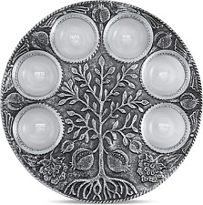 Artistic Vintage Passover Seder Plate - Engraved Pomegranate Tree of Life Design picture