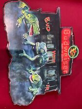 Vtg 1999 Budweiser King of Beers Metal Tin Frogs & Lizard Beer Sign 32” x 24” picture