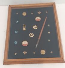 VINTAGE FRAMED BOY SCOUT LOT  PINS 50 YEARS OF SERVICE 1910 - 1960 picture