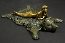 Vienna Bronze Statue, Woman on a bear Skin, Polychrome Cold Painted picture