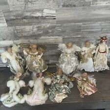 Vintage Victorian Angel Christmas Ornaments/Tree Toppers Gold and Ivory Lot picture