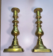 Pair of Mid 19th Century Antique Country Solid Brass Push Up 9